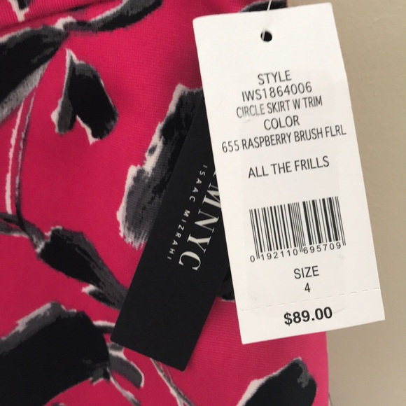 IMNYC Issac Mizrahi Floral Circle Skirt with trim - Picture 4 of 7